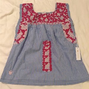 NWT, JMarie blue and pink, size medium embroidered top. Never washed or worn